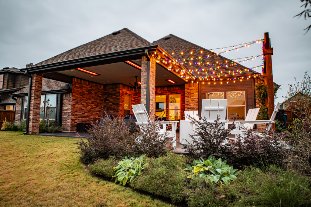 Patio infrared heaters installed by Texas Direct Roofing and Construction